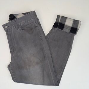 Talbots Straight Leg Ankle Jeans Plaid Hem Accent Gray‎ Women's Size 6